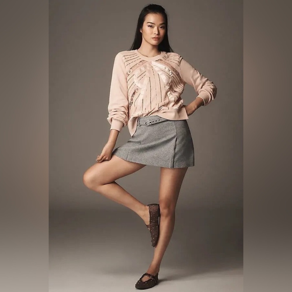 Anthropologie Beaded Bow Dusty Blush
Pink Sweater Sweatshirt Sz XL